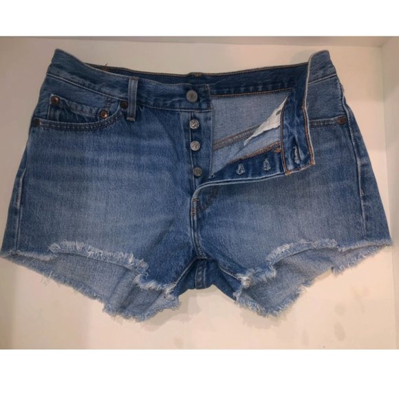 Levi’s 501 Cutoff Denim Distressed Shorts - Picture 1 of 6